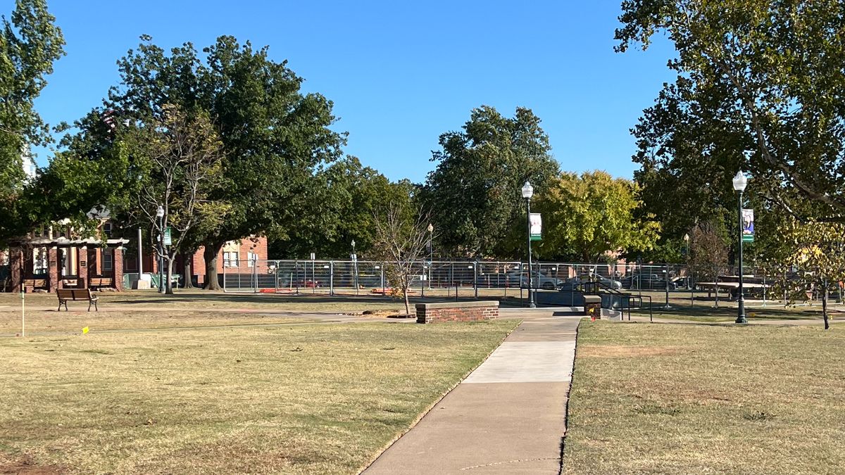 Fencing placed in the quad